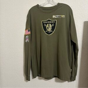Nike Raiders Camo Olive Green Long Sleeve Shirt Size Large
